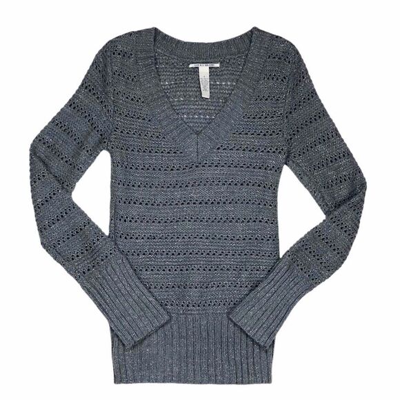 Lucky Brand Woven Silver Grey Metallic Sweater Small - Picture 1 of 7